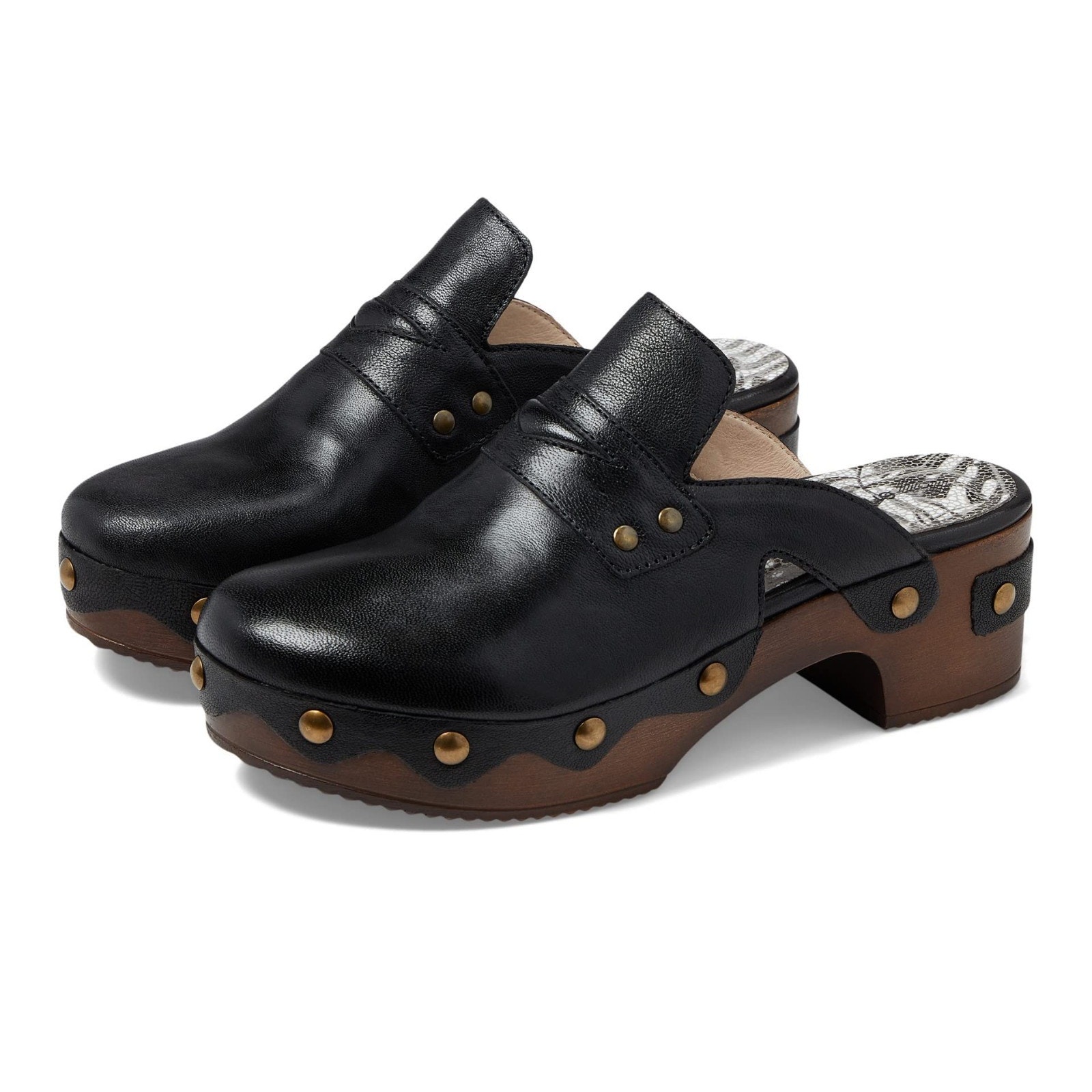 Eric Michael Women's Black Leather Clogs Delphi Size 10-11 Us - 41 Eu Medium